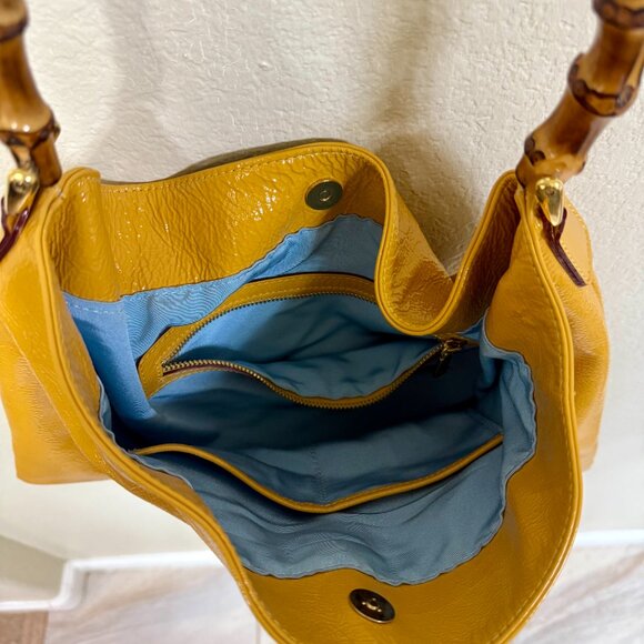 Frances Valentine Muriel Bag Crinkle Patent Canary Yellow - Picture 7 of 7
